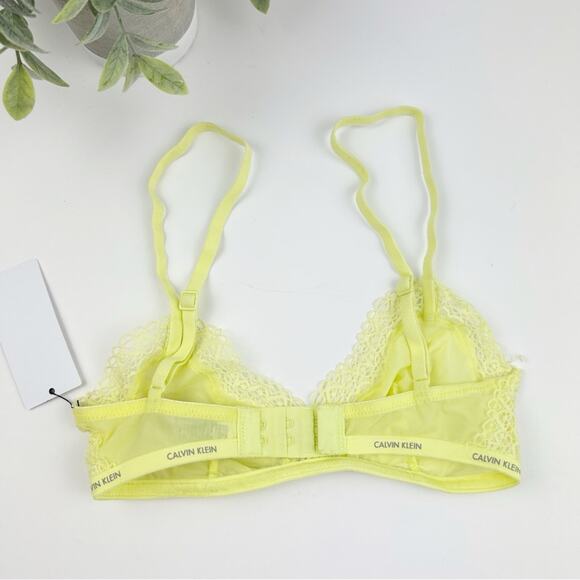 Calvin Klein Women's Yellow Mesh and Lace Bralette Size X-Small - Picture 4 of 4